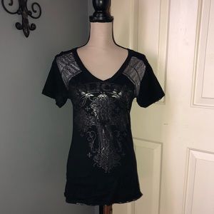 🎉🎉🎉AFFLICTION M BLACK SILVER SHORT SLEEVE🎉🎉